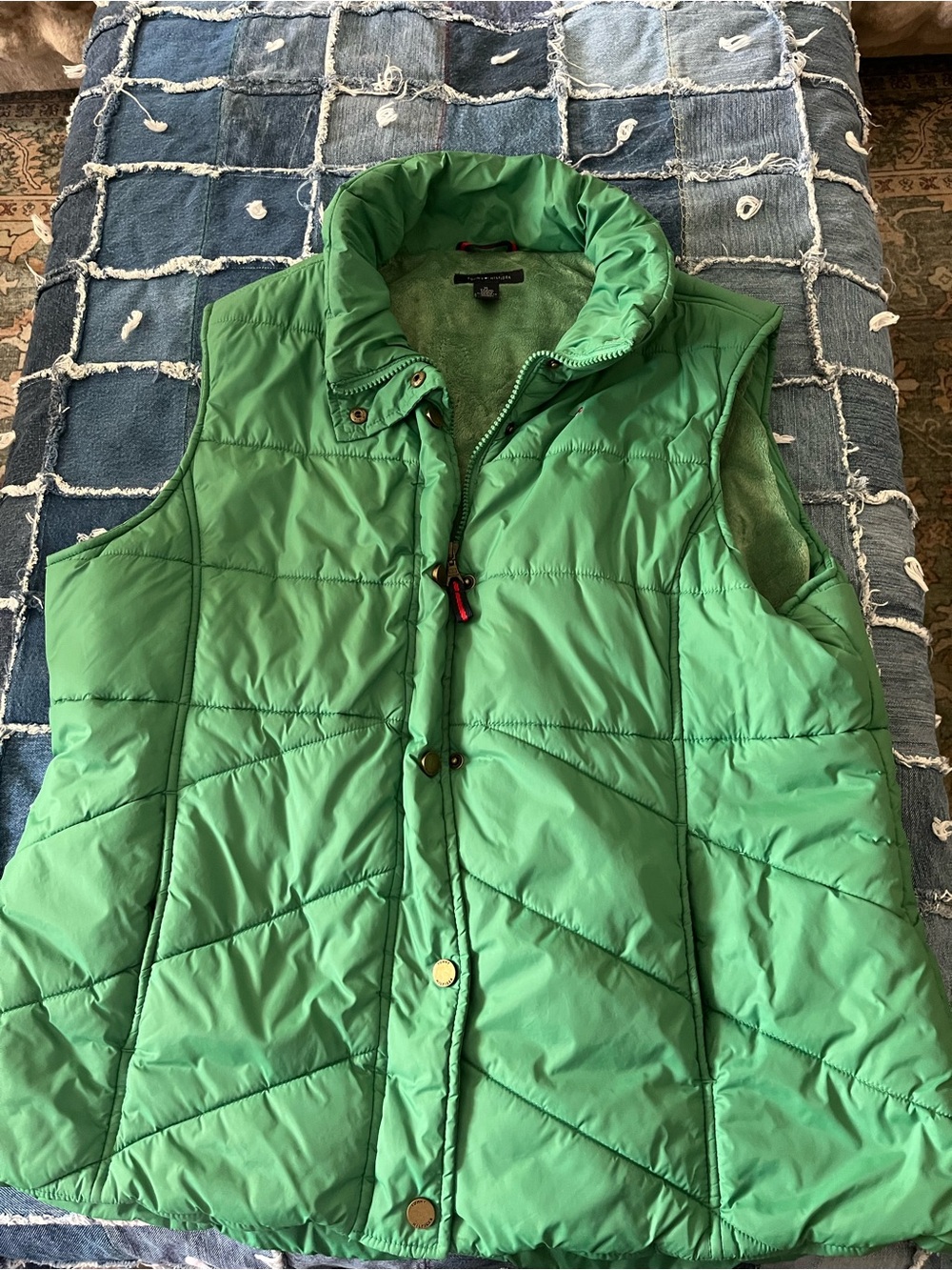 Rare Vintage Tommy Hilfiger Green Quilted Puffer Vest XL